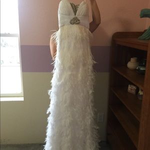 White feathered wedding / prom dress